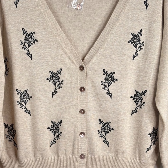 NWT Sundance Meadow Dreams Cardigan XL Embroidered Beige Floral Minimalist Boho - Picture 3 of 11